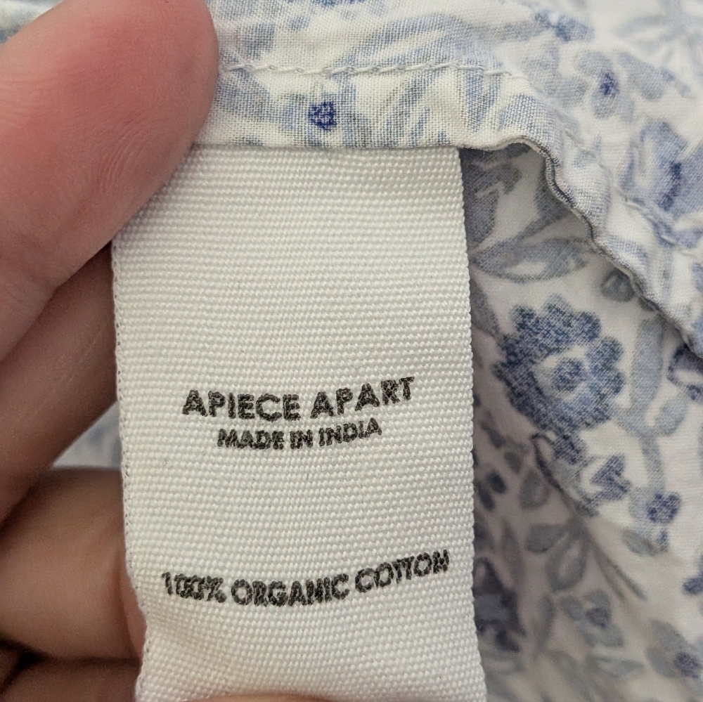 A Piece Apart Mitte Mini Dress Blue Floral Organic Cotton Tiered Size L - Picture 4 of 6